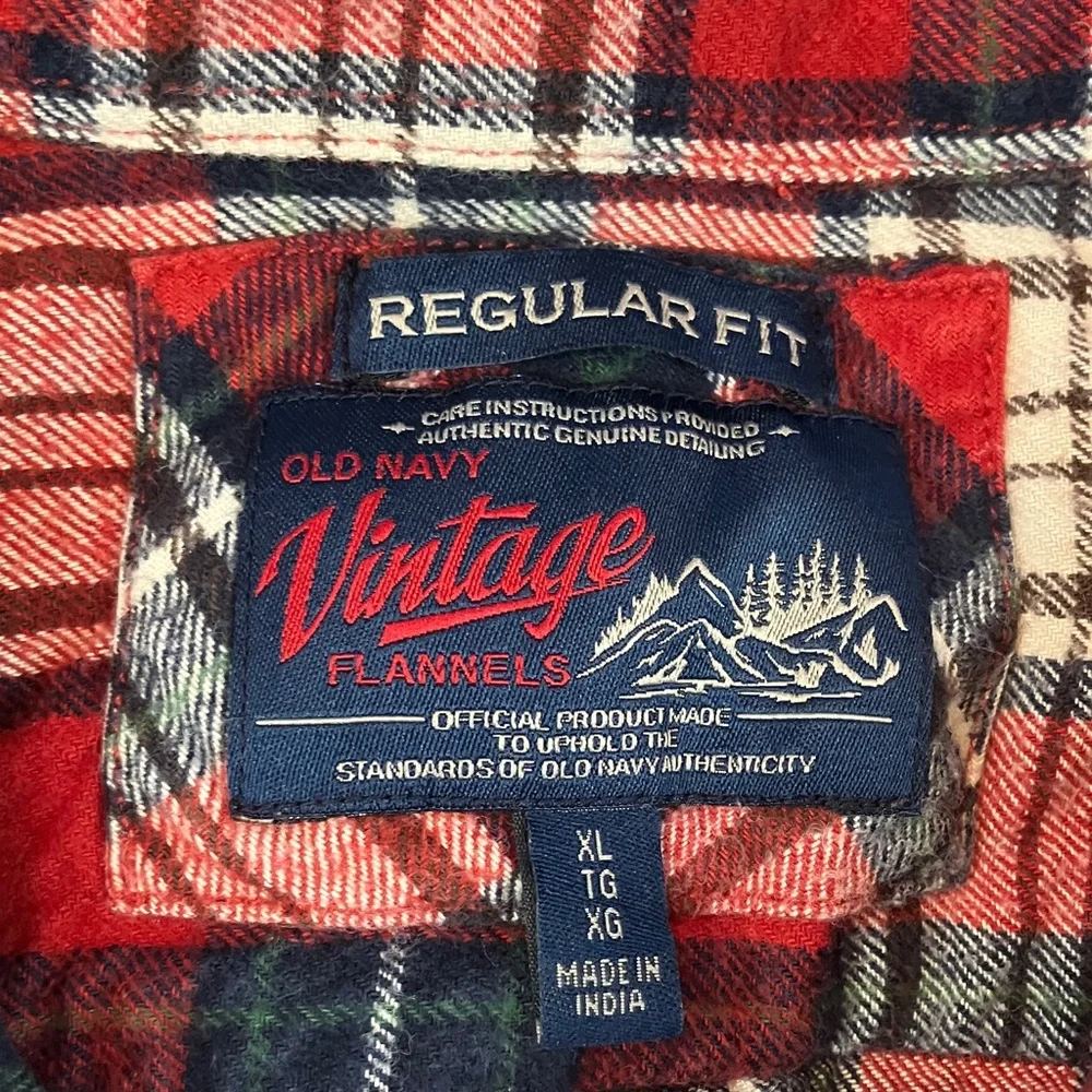 Old Navy Red and Blue Plaid flannel Shirt - Picture 3 of 5